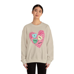 Heart Scribble with 'I Love You More' Candy HeartsCrewneck Sweatshirt