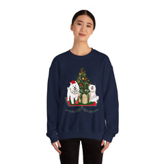 Christmas Samoyed Dogs Sweatshirt - Festive Tree & Gifts Holiday Crewneck