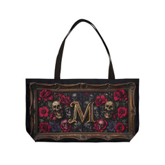 Monogram "M" Weekender Tote Bag — Gothic Skull & Rose Travel Bag