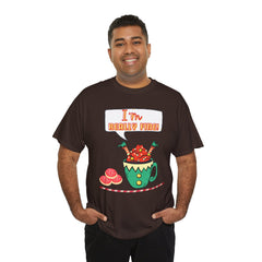 I'm Really Fine Tee — Cute Elf in a coffee cup Graphic T-Shirt