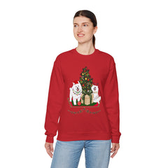 Christmas Samoyed Dogs Sweatshirt - Festive Tree & Gifts Holiday Crewneck