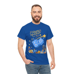 Hanukkah Blue Dreidel & Menorah Holiday Tee 2 design options