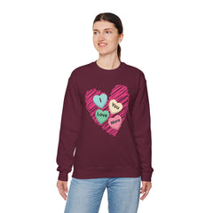 Heart Scribble with 'I Love You More' Candy HeartsCrewneck Sweatshirt