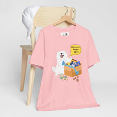 "Ohwoooo happy day!"  Happy Dog with treat delivery T‑Shirt — Pet Gift