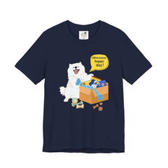 "Ohwoooo happy day!"  Happy Dog with treat delivery T‑Shirt — Pet Gift
