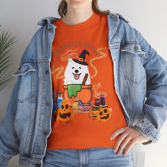 Halloween Witchy Samoyed — Cute Spooky Pumpkin Cauldron Tee