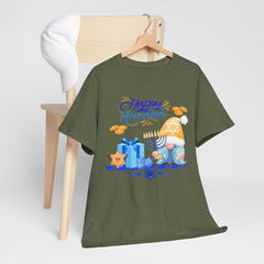 "Happy Hanukkah" Knome with Menorah & Dreidel Holiday Tee