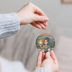 Teacher Powers Ceramic Ornament – Funny Coffee Teacher Gift