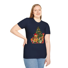 Christmas Golden Retriever Dog T-Shirt — Festive Tree & Presents Holiday Tee