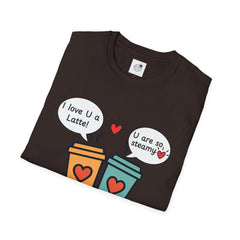 "I love U a Latte" Cute Coffee Pun Tee Couple T-Shirt