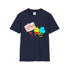Valentine Bee T-Shirt — "Be My Valentine?" Cute Bee Hearts Tee