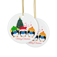 Christmas Penguin Ceramic Ornaments, 2-Side Print, (1pc, 3pcs, 5pcs, 10pcs)