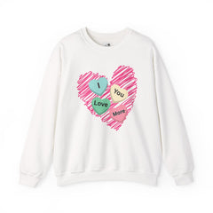 Heart Scribble with 'I Love You More' Candy HeartsCrewneck Sweatshirt