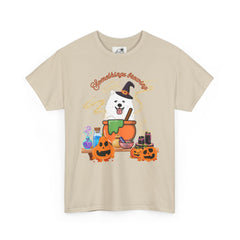 Halloween Witchy Samoyed — Cute Spooky Pumpkin Cauldron Tee