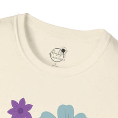 Floral Line Art Tee — Colorful Blossoms Graphic T-Shirt