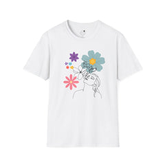 Floral Line Art Tee — Colorful Blossoms Graphic T-Shirt
