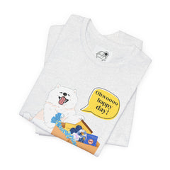 "Ohwoooo happy day!"  Happy Dog with treat delivery T‑Shirt — Pet Gift
