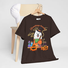 Halloween Witchy Samoyed — Cute Spooky Pumpkin Cauldron Tee