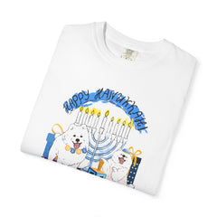 Hanukkah Dog T-Shirt — Cute Menorah & Dreidel Holiday Tee