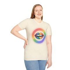 Rainbow Lips T-Shirt — Pride LGBT Neon Circle Graphic Tee