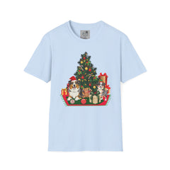 Christmas Australian Shepherd Dogs T-Shirt — Festive Tree & Presents Holiday Tee