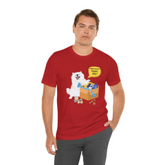 "Ohwoooo happy day!"  Happy Dog with treat delivery T‑Shirt — Pet Gift