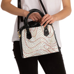 Abstract Line Art Shoulder Handbag — Neutral Swirl Pattern Tote