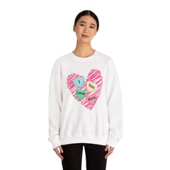 Heart Scribble with 'I Love You More' Candy HeartsCrewneck Sweatshirt