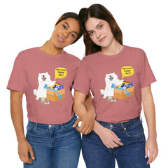 "Ohwoooo happy day!"  Happy Dog with treat delivery T‑Shirt — Pet Gift