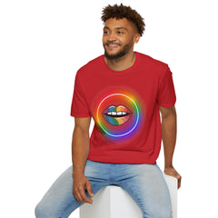 Rainbow Lips T-Shirt — Pride LGBT Neon Circle Graphic Tee