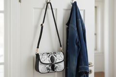 Ink Print Womens Crossbody Bag with Chain Detail