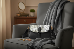 Square Black and White Swirl PU Chain Crossbody Bag for Women