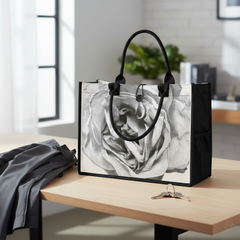 Elegant Rose Purity Canvas Tote Bag - All-Over Print Design