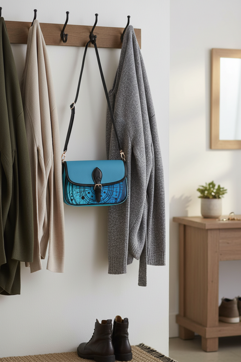 Shades of Blue PU Chain Crossbody Bag Square bag