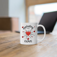 Exploding with Love Mug — 11oz Valentine’s Day Heart Coffee Cup