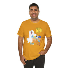 "Ohwoooo happy day!"  Happy Dog with treat delivery T‑Shirt — Pet Gift
