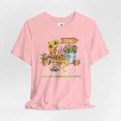 Spring Garden Tee — Cute Bunny & Flower Pots Graphic T-Shirt