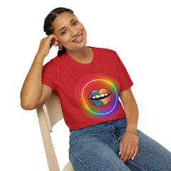 Rainbow Lips T-Shirt — Pride LGBT Neon Circle Graphic Tee