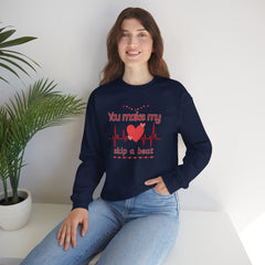 "You Make My Heart Skip a Beat" Crewneck Valentine Sweatshirt
