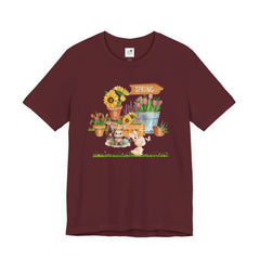 Spring Garden Tee — Cute Bunny & Flower Pots Graphic T-Shirt