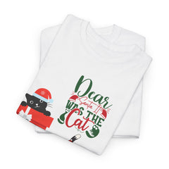Christmas Cat Gifts T-Shirt — "Dear Santa it Was the Cat" Holiday Tee