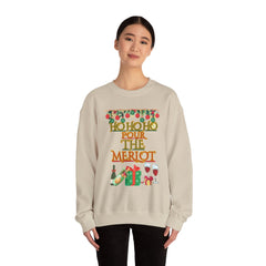 Sweatshirt - "Ho Ho Ho Pour The Merlot" Christmas Wine Crewneck