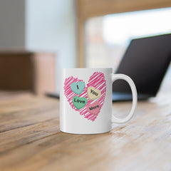 I Love You More Candy Hearts Heart Sketch Coffee Mug