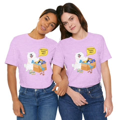 "Ohwoooo happy day!"  Happy Dog with treat delivery T‑Shirt — Pet Gift