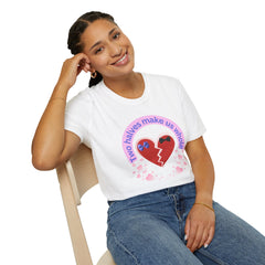 Two Halves Make Us Whole Broken Heart T-Shirt — Cute Split-Heart Couple Tee