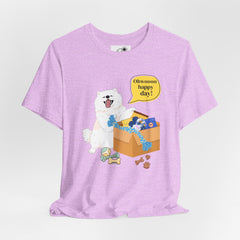 "Ohwoooo happy day!"  Happy Dog with treat delivery T‑Shirt — Pet Gift