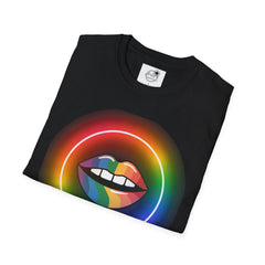 Rainbow Lips T-Shirt — Pride LGBT Neon Circle Graphic Tee