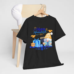 "Happy Hanukkah" Knome with Menorah & Dreidel Holiday Tee