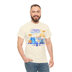 "Happy Hanukkah" Knome with Menorah & Dreidel Holiday Tee