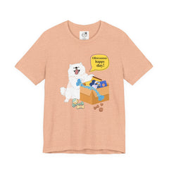 "Ohwoooo happy day!"  Happy Dog with treat delivery T‑Shirt — Pet Gift